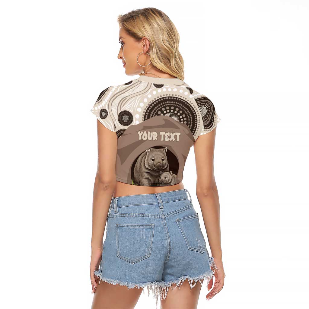 Personalised Australia Wombat Raglan Cropped T Shirt Welcome To Our Home Aboriginal Art - Aussie Hoodie