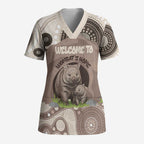 Personalised Australia Wombat Scrub Top Welcome To Our Home Aboriginal Art - Aussie Hoodie