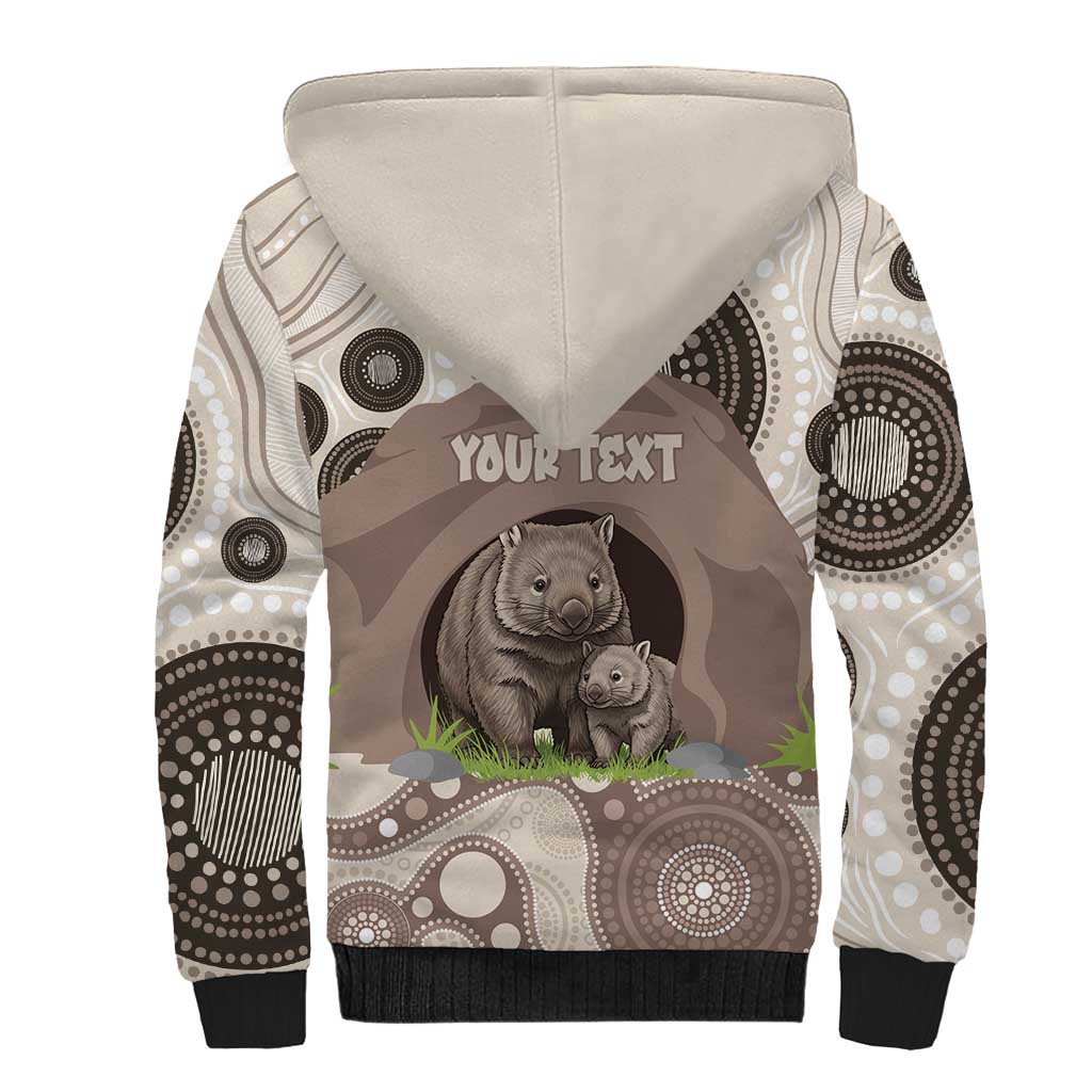 Personalised Australia Wombat Sherpa Hoodie Welcome To Our Home Aboriginal Art - Aussie Hoodie