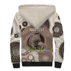 Personalised Australia Wombat Sherpa Hoodie Welcome To Our Home Aboriginal Art - Aussie Hoodie