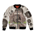 Personalised Australia Wombat Sleeve Zip Bomber Jacket Welcome To Our Home Aboriginal Art - Aussie Hoodie