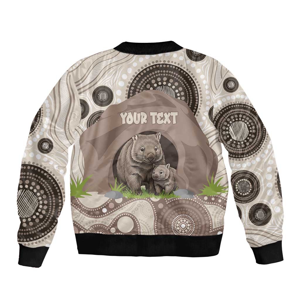 Personalised Australia Wombat Sleeve Zip Bomber Jacket Welcome To Our Home Aboriginal Art - Aussie Hoodie