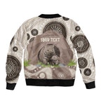 Personalised Australia Wombat Sleeve Zip Bomber Jacket Welcome To Our Home Aboriginal Art - Aussie Hoodie