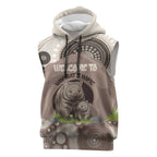 Personalised Australia Wombat Sleeveless Hoodie Welcome To Our Home Aboriginal Art - Aussie Hoodie