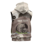 Personalised Australia Wombat Sleeveless Hoodie Welcome To Our Home Aboriginal Art - Aussie Hoodie
