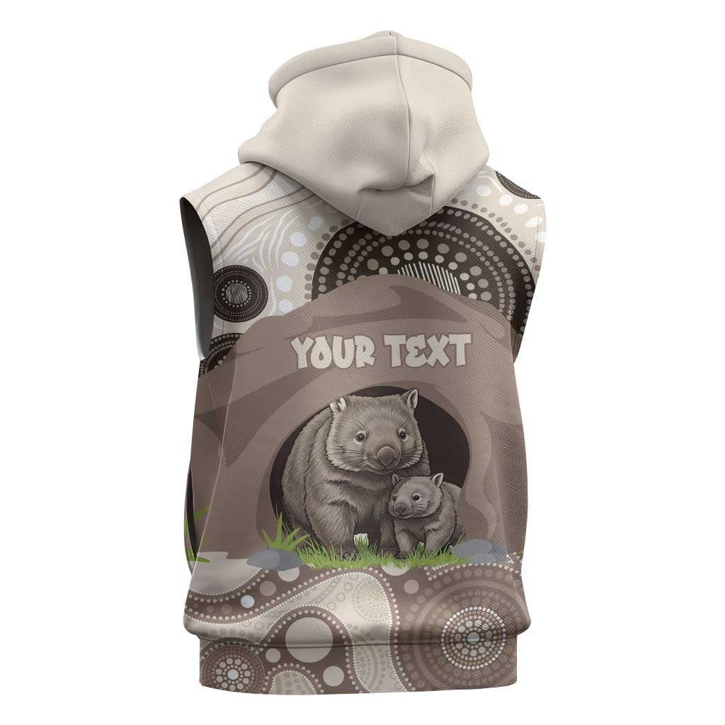 Personalised Australia Wombat Sleeveless Hoodie Welcome To Our Home Aboriginal Art - Aussie Hoodie