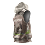 Personalised Australia Wombat Sleeveless Hoodie Welcome To Our Home Aboriginal Art - Aussie Hoodie