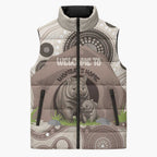 Personalised Australia Wombat Sleeveless Puffer Jacket Welcome To Our Home Aboriginal Art - Aussie Hoodie