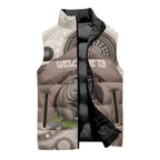 Personalised Australia Wombat Sleeveless Puffer Jacket Welcome To Our Home Aboriginal Art - Aussie Hoodie