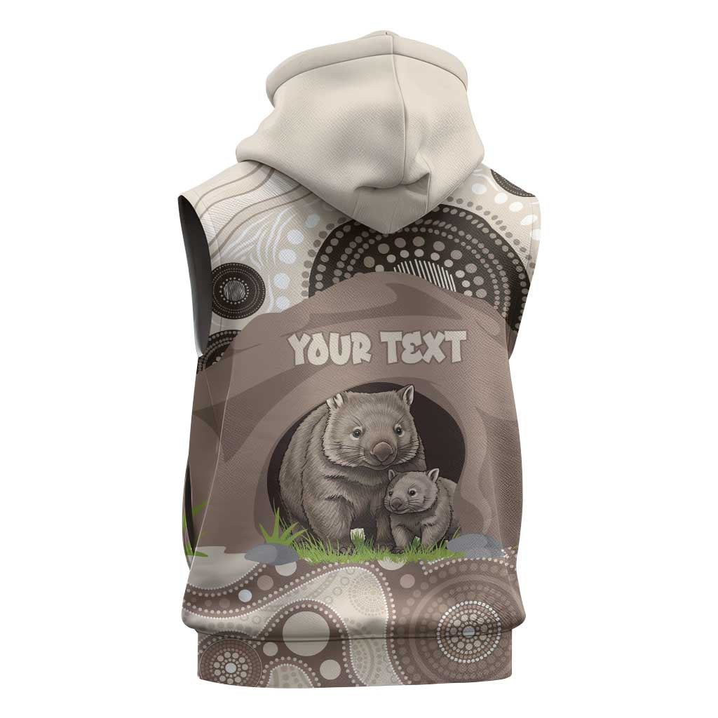 Personalised Australia Wombat Sleeveless Zip Hoodie Welcome To Our Home Aboriginal Art LT14