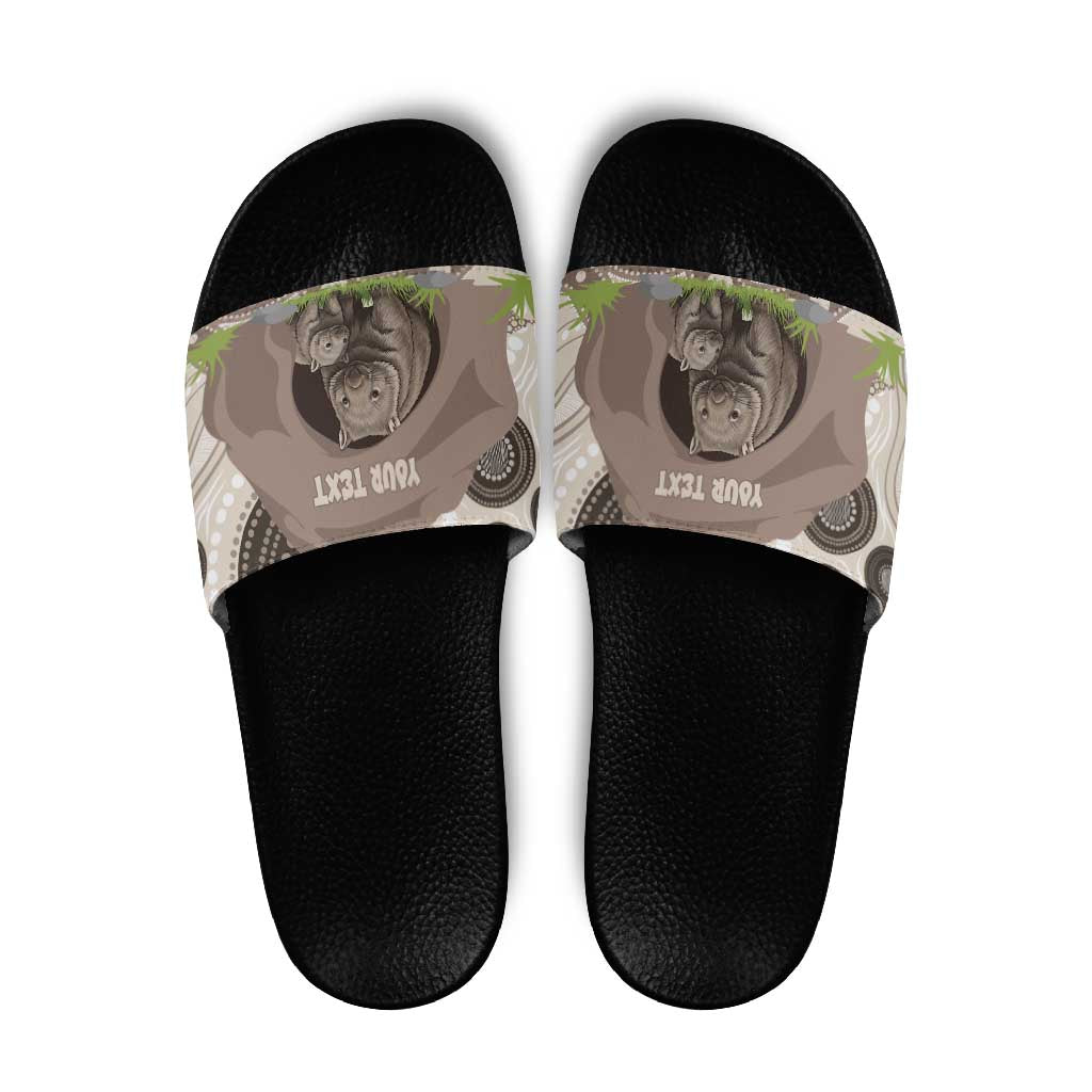 Personalised Australia Wombat Slide Sandals Welcome To Our Home Aboriginal Art - Aussie Hoodie
