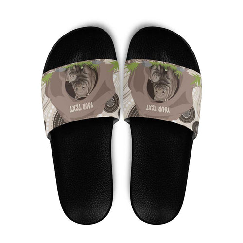 Personalised Australia Wombat Slide Sandals Welcome To Our Home Aboriginal Art - Aussie Hoodie