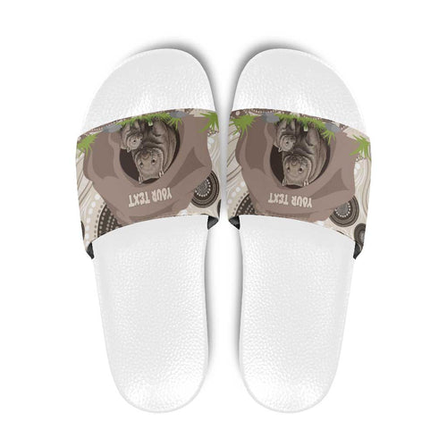 Personalised Australia Wombat Slide Sandals Welcome To Our Home Aboriginal Art - Aussie Hoodie