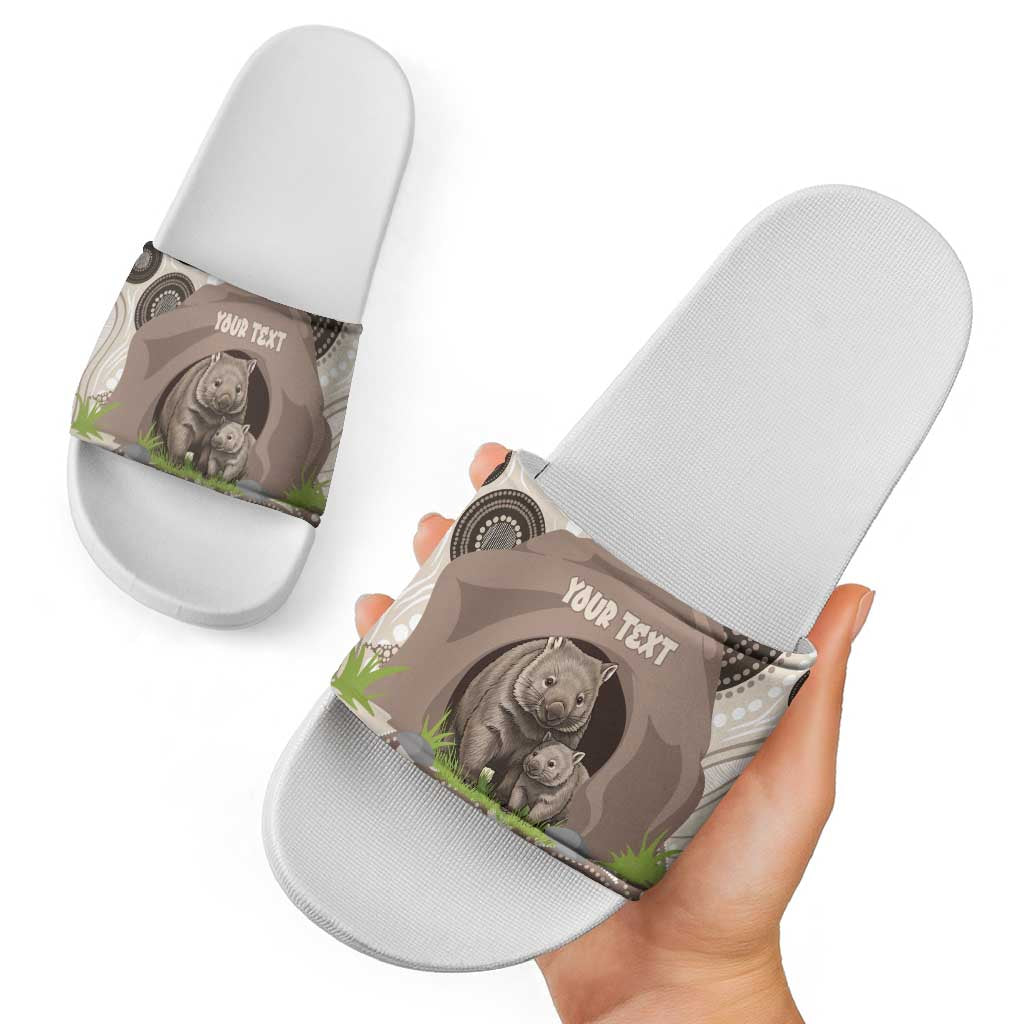 Personalised Australia Wombat Slide Sandals Welcome To Our Home Aboriginal Art - Aussie Hoodie