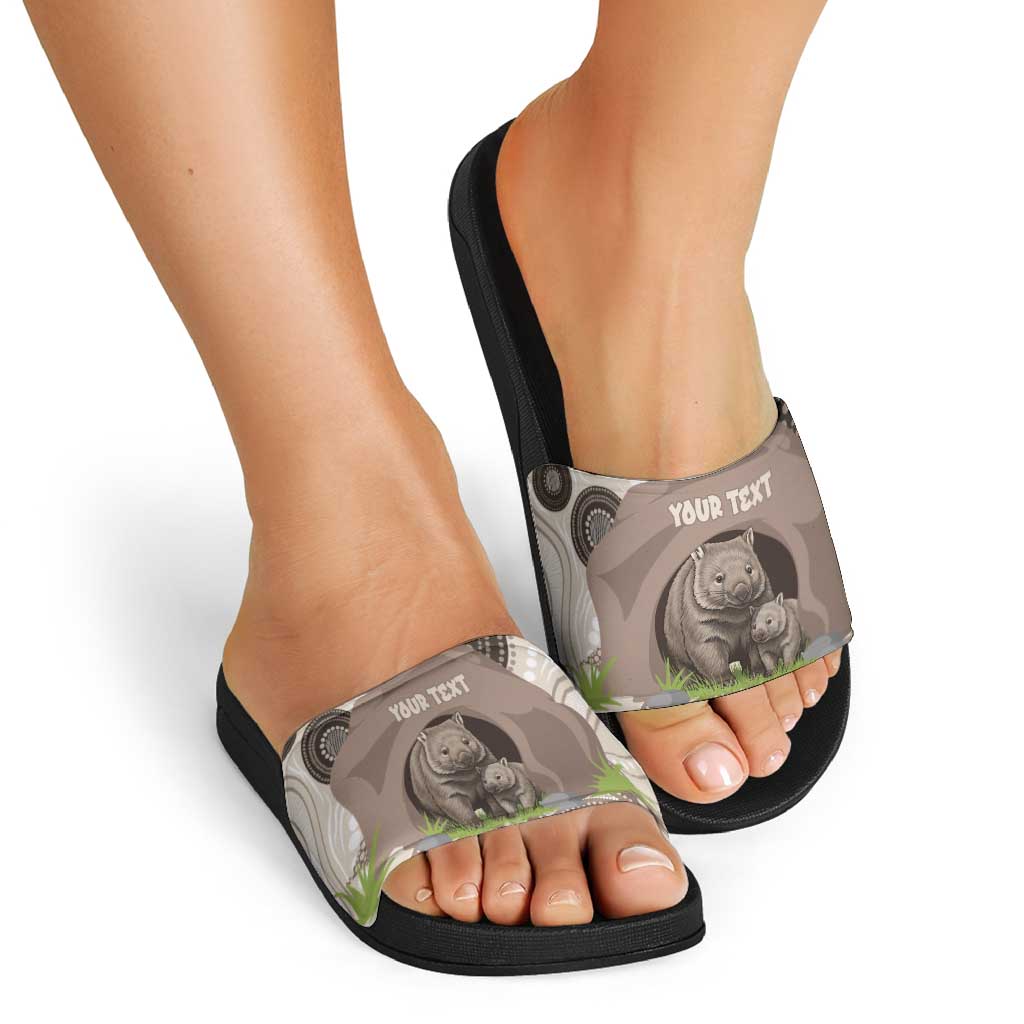 Personalised Australia Wombat Slide Sandals Welcome To Our Home Aboriginal Art - Aussie Hoodie