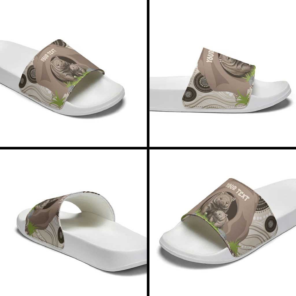 Personalised Australia Wombat Slide Sandals Welcome To Our Home Aboriginal Art - Aussie Hoodie