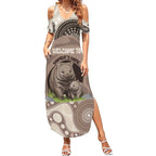Personalised Australia Wombat Summer Maxi Dress Welcome To Our Home Aboriginal Art - Aussie Hoodie