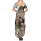 Personalised Australia Wombat Summer Maxi Dress Welcome To Our Home Aboriginal Art - Aussie Hoodie
