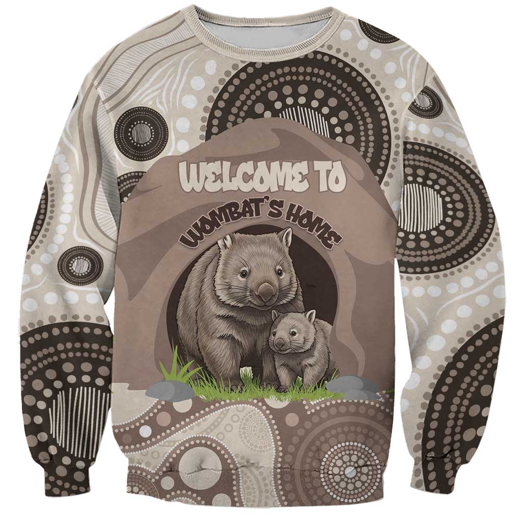 Personalised Australia Wombat Sweatshirt Welcome To Our Home Aboriginal Art - Aussie Hoodie
