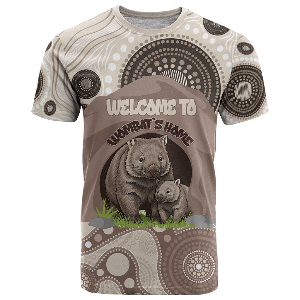 Personalised Australia Wombat T Shirt Welcome To Our Home Aboriginal Art - Aussie Hoodie