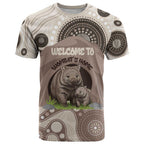 Personalised Australia Wombat T Shirt Welcome To Our Home Aboriginal Art - Aussie Hoodie
