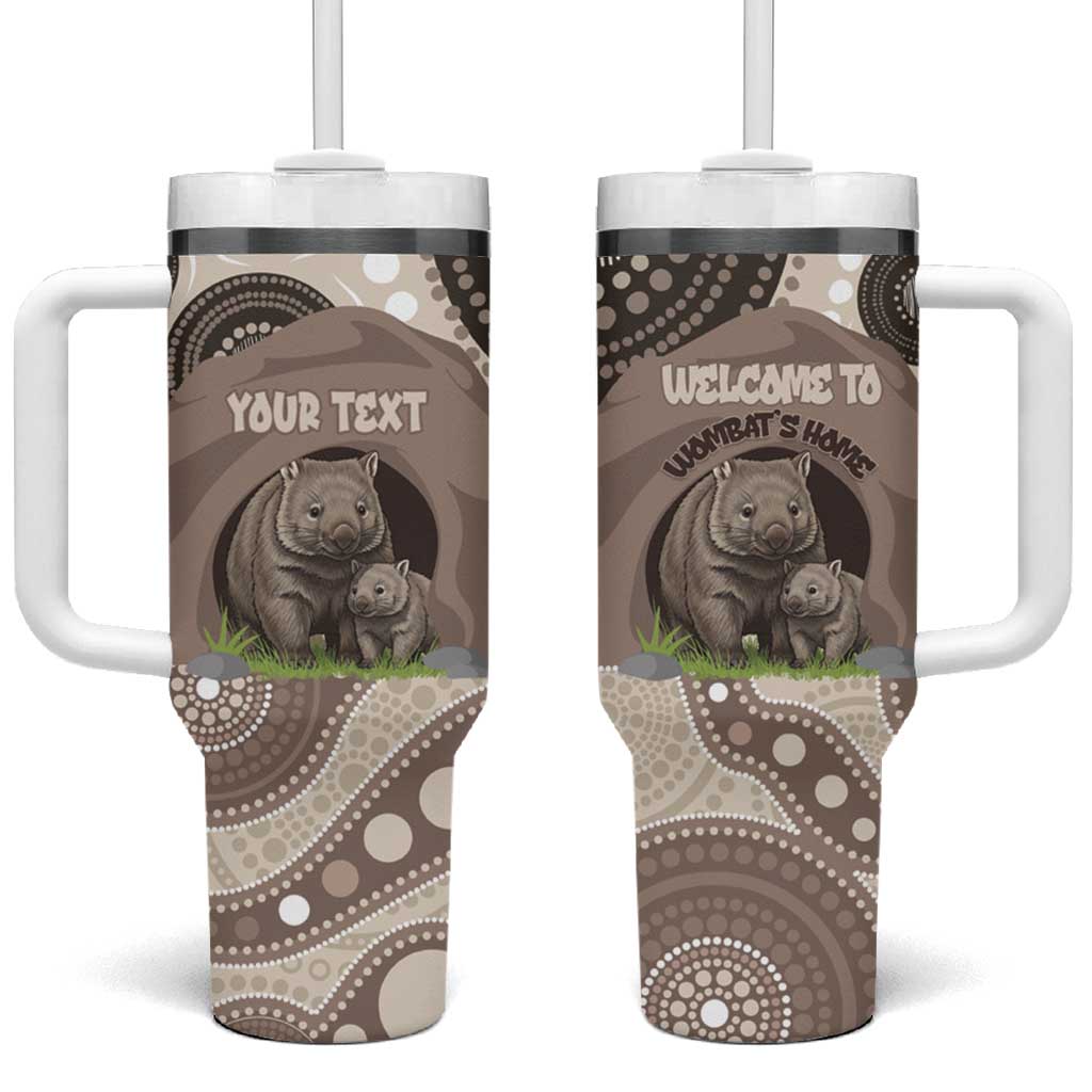 Personalised Australia Wombat Tumbler With Handle Welcome To Our Home Aboriginal Art - Aussie Hoodie