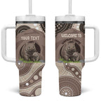 Personalised Australia Wombat Tumbler With Handle Welcome To Our Home Aboriginal Art - Aussie Hoodie