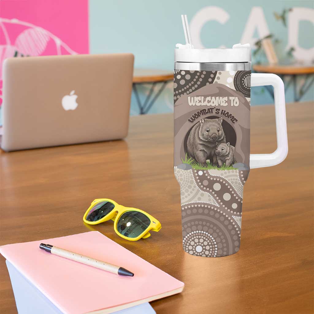 Personalised Australia Wombat Tumbler With Handle Welcome To Our Home Aboriginal Art - Aussie Hoodie