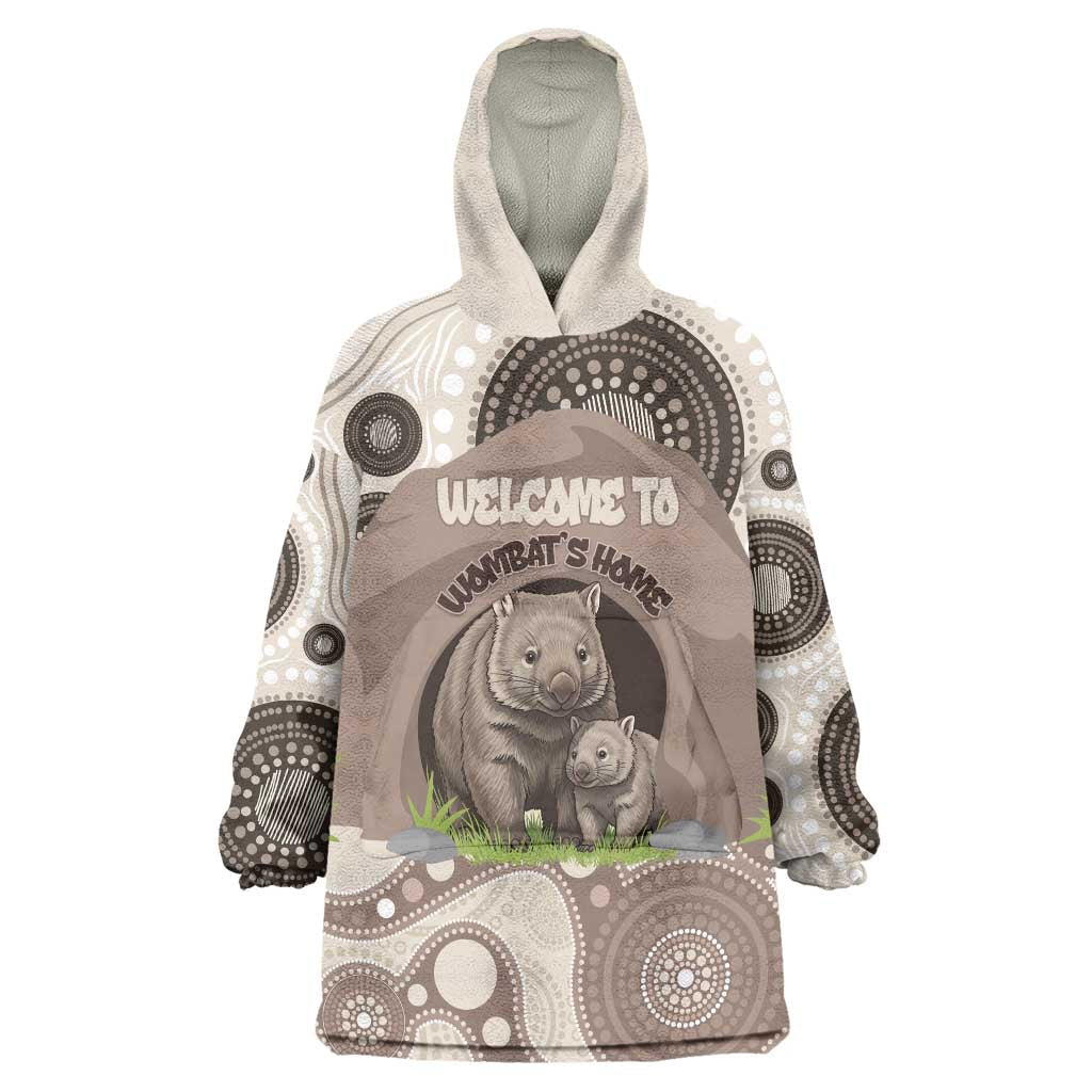 Personalised Australia Wombat Wearable Blanket Hoodie Welcome To Our Home Aboriginal Art - Aussie Hoodie