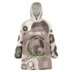 Personalised Australia Wombat Wearable Blanket Hoodie Welcome To Our Home Aboriginal Art - Aussie Hoodie