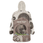 Personalised Australia Wombat Wearable Blanket Hoodie Welcome To Our Home Aboriginal Art - Aussie Hoodie