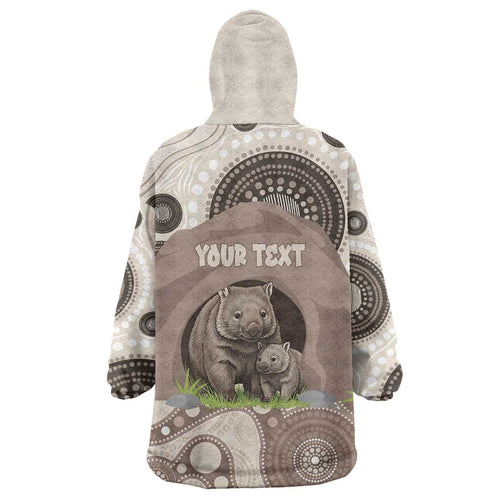 Personalised Australia Wombat Wearable Blanket Hoodie Welcome To Our Home Aboriginal Art - Aussie Hoodie