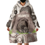 Personalised Australia Wombat Wearable Blanket Hoodie Welcome To Our Home Aboriginal Art - Aussie Hoodie