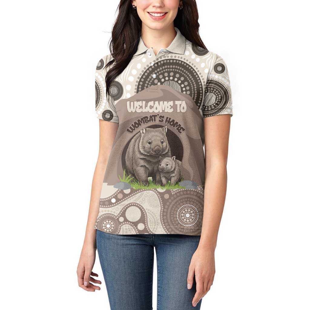 Personalised Australia Wombat Women Polo Shirt Welcome To Our Home Aboriginal Art - Aussie Hoodie
