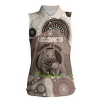 Personalised Australia Wombat Women Sleeveless Polo Shirt Welcome To Our Home Aboriginal Art - Aussie Hoodie