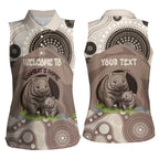 Personalised Australia Wombat Women Sleeveless Polo Shirt Welcome To Our Home Aboriginal Art - Aussie Hoodie