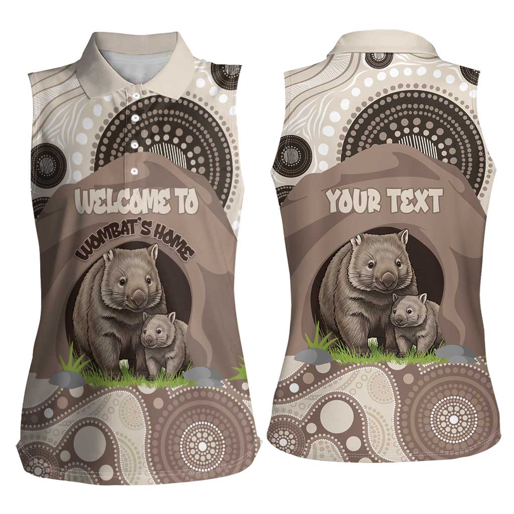 Personalised Australia Wombat Women Sleeveless Polo Shirt Welcome To Our Home Aboriginal Art - Aussie Hoodie