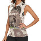 Personalised Australia Wombat Women Sleeveless Polo Shirt Welcome To Our Home Aboriginal Art - Aussie Hoodie