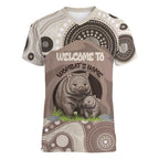 Personalised Australia Wombat Women V-Neck T-Shirt Welcome To Our Home Aboriginal Art - Aussie Hoodie