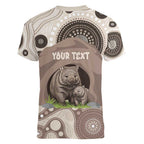 Personalised Australia Wombat Women V-Neck T-Shirt Welcome To Our Home Aboriginal Art - Aussie Hoodie