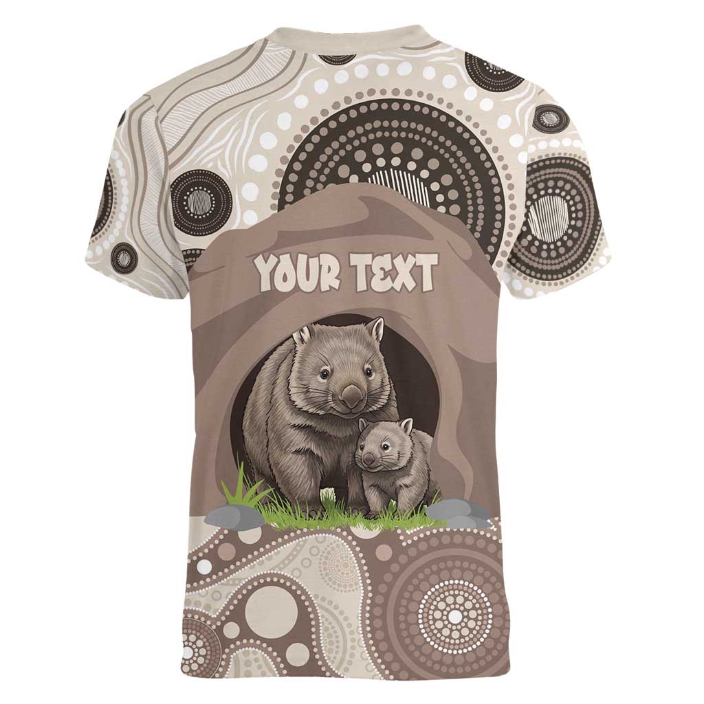 Personalised Australia Wombat Women V-Neck T-Shirt Welcome To Our Home Aboriginal Art - Aussie Hoodie