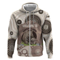 Personalised Australia Wombat Zip Hoodie Welcome To Our Home Aboriginal Art - Aussie Hoodie