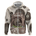 Personalised Australia Wombat Zip Hoodie Welcome To Our Home Aboriginal Art - Aussie Hoodie