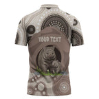 Personalised Australia Wombat Zipper Polo Shirt Welcome To Our Home Aboriginal Art - Aussie Hoodie