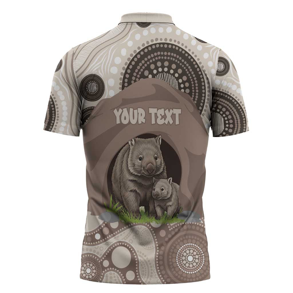 Personalised Australia Wombat Zipper Polo Shirt Welcome To Our Home Aboriginal Art - Aussie Hoodie