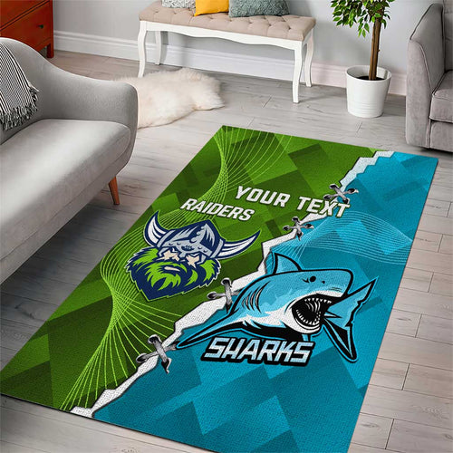 Personalised Sharks And Raiders Rugby Area Rug Sporty Style
