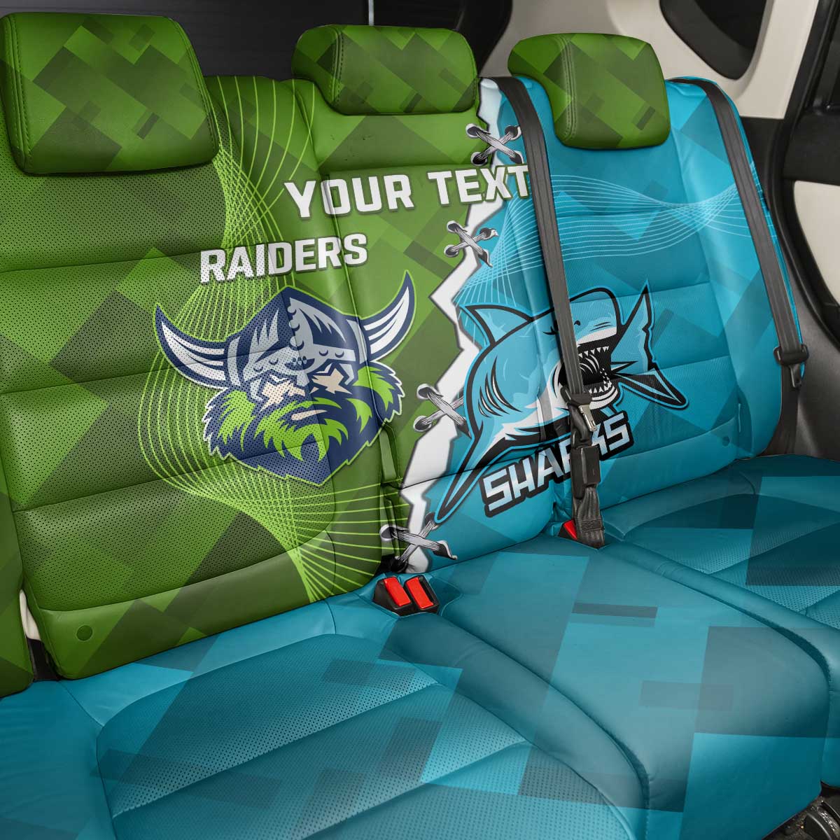 Personalised Sharks And Raiders Rugby Back Car Seat Cover Sporty Style