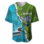 Personalised Sharks And Raiders Rugby Baseball Jersey Sporty Style
