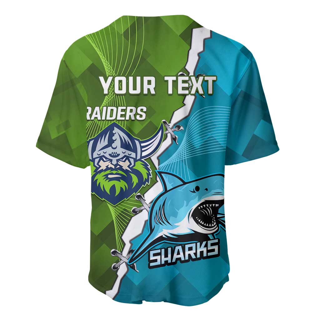 Personalised Sharks And Raiders Rugby Baseball Jersey Sporty Style