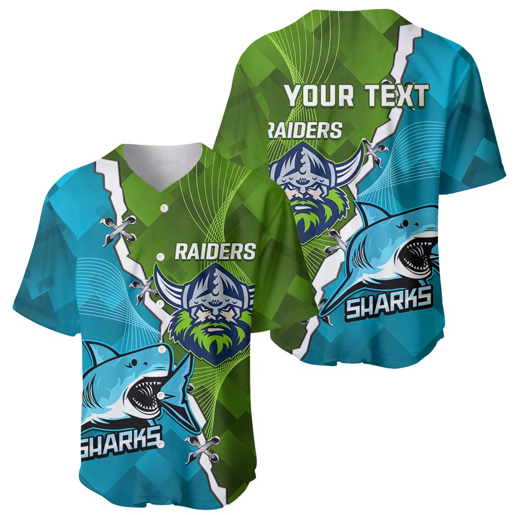 Personalised Sharks And Raiders Rugby Baseball Jersey Sporty Style
